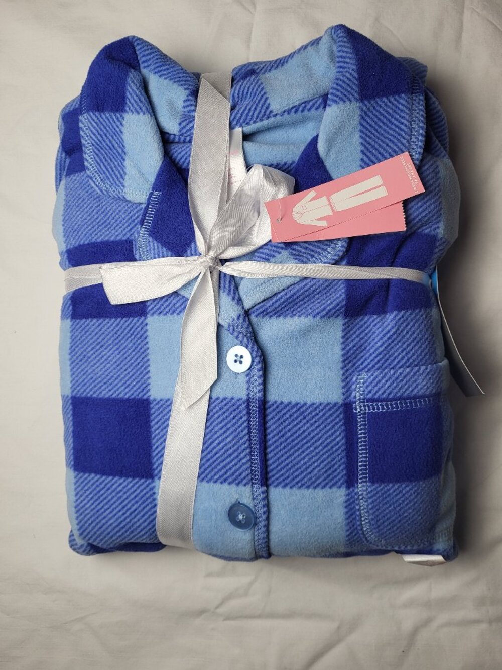 Covington Pajama Set Women's XL Blue Plaid Button Down Retro Cozy Soft Lounge